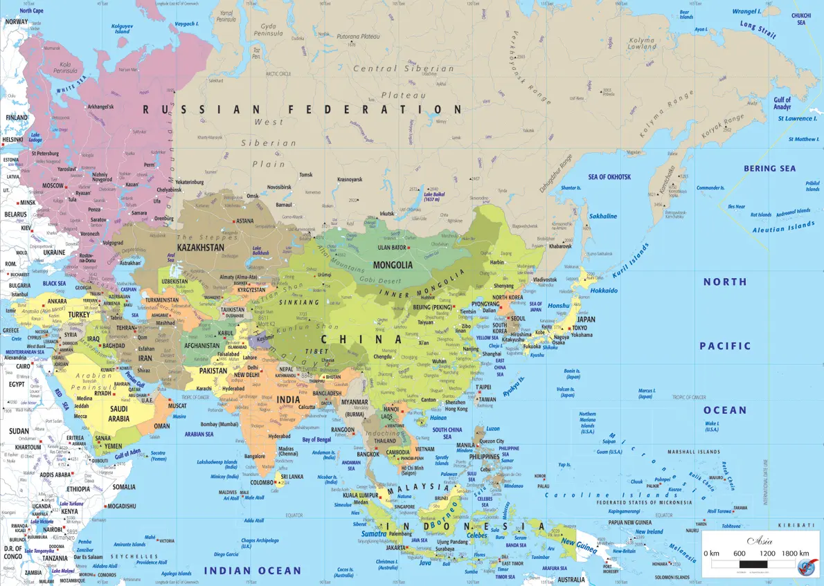 एशिया महाद्वीप का नक्शा
